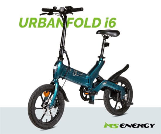 MS ENERGY URBANFOLD i6 električni bicikl, sklopivi, 40,64 cm, 250 W, 360 Wh, zeleno crna