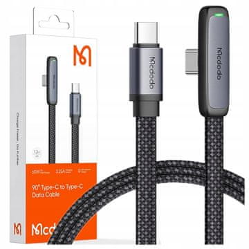 Mcdodo MCDODO kabel USB-C kutni brzo punjenje USB tip C 3A 65W crni 1M