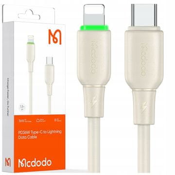 Mcdodo Mcdodo punjač kabel usb-c lightning brzog punjenja za iphone 1m led bež