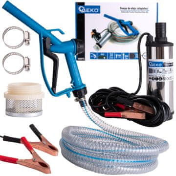 GEKO Potopna pumpa za ulje od nehrđajućeg čelika za bačve 12V 51mm + 4m crijevo i ručka