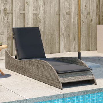 Vidaxl Dnevni krevet s jastukom, siva, 60x205x73 cm, poli ratan
