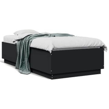 Vidaxl Okvir za krevet Crni 75x190 cm Materijal na bazi drveta