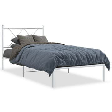 Vidaxl Metalni okvir kreveta s uzglavljem bijeli 90x200 cm