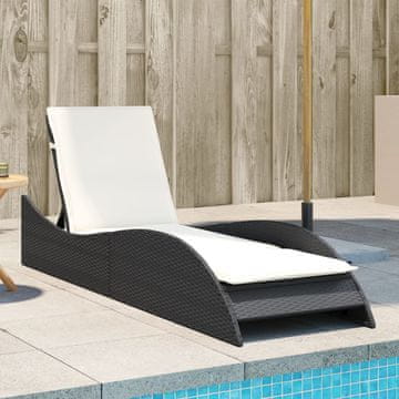 Vidaxl Dnevni krevet s jastukom, crna, 60x205x73 cm, poli ratan
