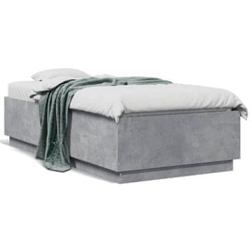 Vidaxl Okvir kreveta Betonsko-sivi 75x190 cm Materijal na bazi drva
