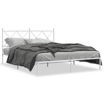 Vidaxl Metalni okvir kreveta s uzglavljem bijeli 150x200 cm