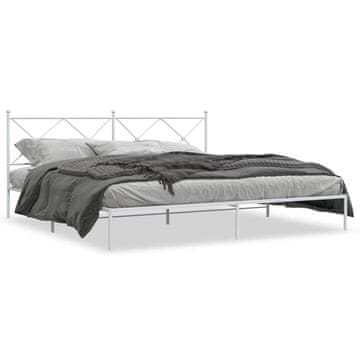 Vidaxl Metalni okvir kreveta s uzglavljem bijeli 200x200 cm