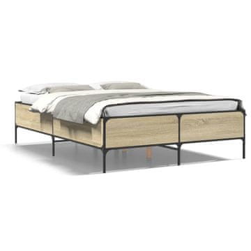 Vidaxl Okvir kreveta, Sonoma hrast, 135x190 cm, Materijal na bazi drva