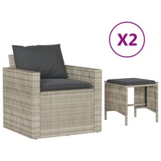 Vidaxl Vrtni set za sjedenje s jastucima, 4 dijela, svijetlo siv