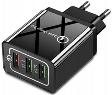CO2 BRZI ZIDNI PUNJAČ 3X USB ZA SAMSUNG TELEFON BRZO PUNJENJE 3.0 18W