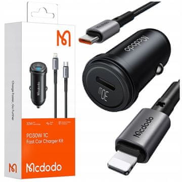 INNA Mcdodo Brzi Auto Punjač Za Usb-C Telefon Led + Lightning Kabel