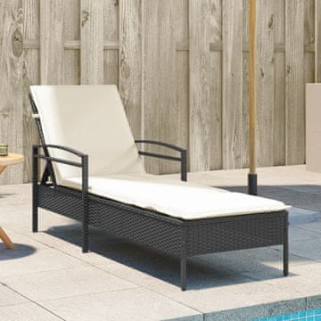 Vidaxl Dnevni krevet s jastukom, crna, 63x200x81 cm, poli ratan