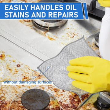 Netscroll Krpe za čišćenje, bez ogrebotina, za tvrdokornu prljavštinu, kuhinjske krpe za mokro ili suho čišćenje, univerzalne za kuhinju i kupaonicu, set 4 komada, SteelCloths