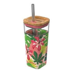 QUOKKA Liquid Cube šalica sa slamkom 540 ml, jungle flora