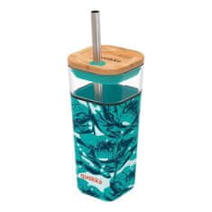 QUOKKA Liquid Cube šalica sa slamkom 540 ml, water flowers
