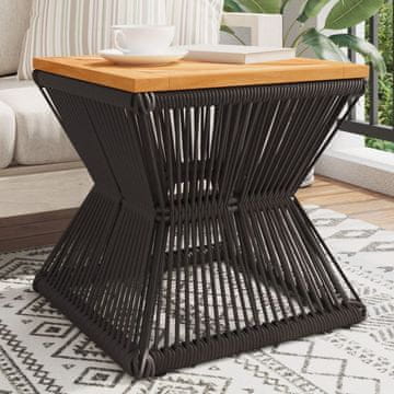 Vidaxl Klub stolić s žičanom bazom 38x38x38 cm akacijevo drvo