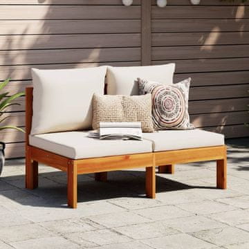 Vidaxl Vrtna sofa bez naslona za ruke s jastucima, 2 sjedala