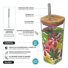 QUOKKA Liquid Cube šalica sa slamkom 540 ml, jungle flora
