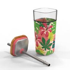 QUOKKA Liquid Cube šalica sa slamkom 540 ml, jungle flora