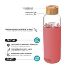 QUOKKA Flow staklena boca 660 ml, pink botanical