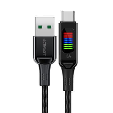 AceFast USB-A - USB-C 60W kabel s zaslonom 1,2 m crni