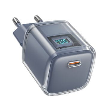AceFast GAN3 30W PD ZIDNI PUNJAČ S ZASLONOM USB-C BRZI SIVI