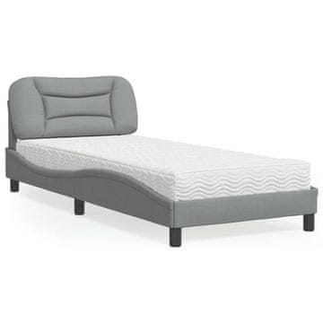 Vidaxl Krevet s madracem, svijetlosiva, 80x200 cm, presvučen tkaninom