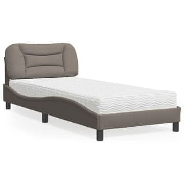 Vidaxl Krevet s madracem, taupe, 90x200 cm, presvlaka od tkanine