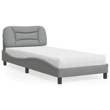 Vidaxl Krevet s madracem, svijetlosiva, 90x200 cm, presvučen tkaninom
