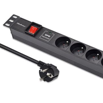 Qoltec aluminijski PDU produžni kabel za 19'' RACK | 1U | 16A | 6xFRENCH | 1,8 m