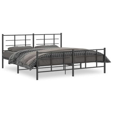 Vidaxl Metalni okvir kreveta s uzglavljem i podnožjem crni 183x213 cm