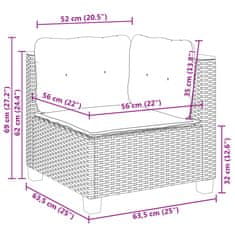 Vidaxl 5-dijelna vrtna garnitura od poliratana s jastucima siva