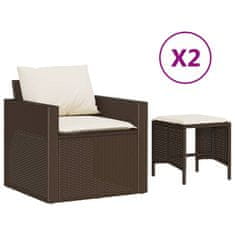 Vidaxl Vrtni set za sjedenje s jastucima, 4 dijela, smeđi PE ratan