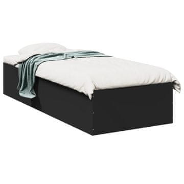 Vidaxl Okvir za krevet Crni 75x190 cm Materijal na bazi drveta