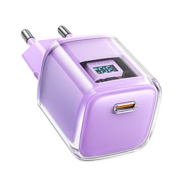 AceFast Acefast A53 PD 30W GaN USB-C punjač s zaslonom, ljubičasti