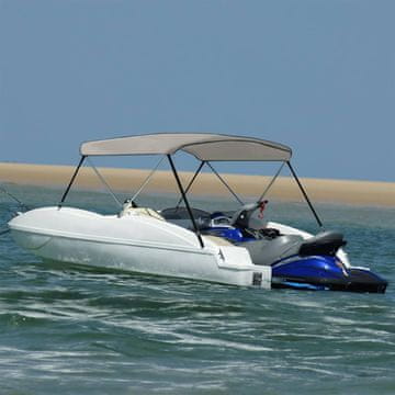 Vidaxl Bimini tenda za brod, 2 luka, siva, 180x130x110 cm