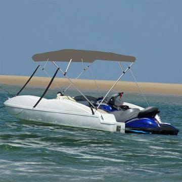 Vidaxl Bimini tenda za brodove, 4 pramca, siva, 243x210x137 cm