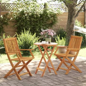 Vidaxl Sklopivi bistro set od 3 dijela od punog bagremovog drva