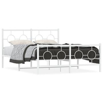 Vidaxl Metalni okvir kreveta s uzglavljem i podnožjem bijeli 135x190 cm