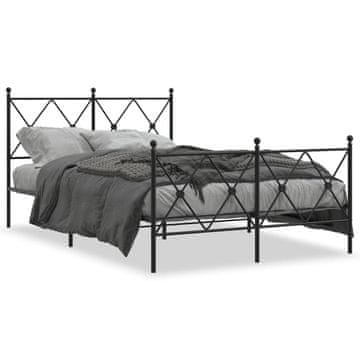 Vidaxl Metalni okvir kreveta s uzglavljem i podnožjem crni 120x190 cm