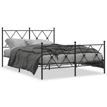 Vidaxl Metalni okvir kreveta s uzglavljem i podnožjem crni 140x190 cm