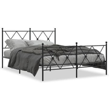 Vidaxl Metalni okvir kreveta s uzglavljem i podnožjem crni 137x190 cm
