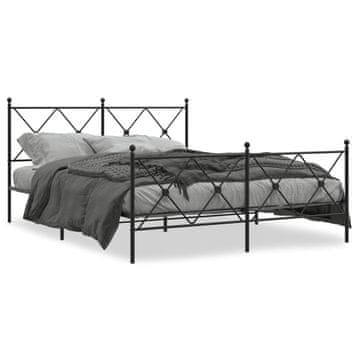 Vidaxl Metalni okvir kreveta s uzglavljem i podnožjem crni 150x200 cm