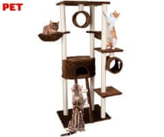 PET Toys mačje drvo i grebalica, 4 razine, smeđa
