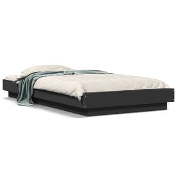 Vidaxl Okvir za krevet Crni 75x190 cm Materijal na bazi drveta