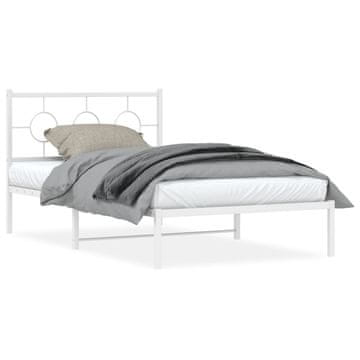 Vidaxl Metalni okvir kreveta s uzglavljem i podnožjem bijeli 107x203 cm