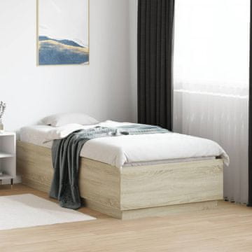 Vidaxl Okvir kreveta s LED rasvjetom, hrast sonoma, 75x190 cm, materijal na bazi drva