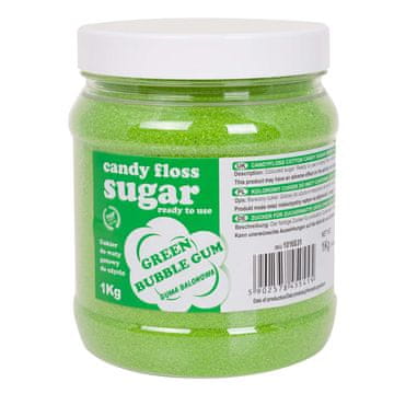 Šećerna vata u boji, zelena, okus žvakaće gume, 1 kg