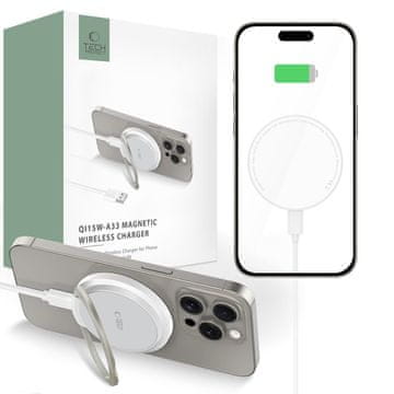 Tech-protect A33 MagSafe bežični punjač 15W, bijela