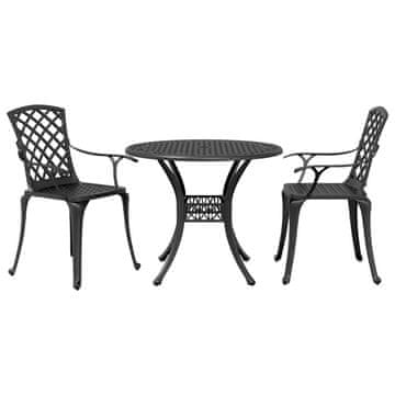 Vidaxl 3-dijelni bistro set od crnog lijevanog aluminija